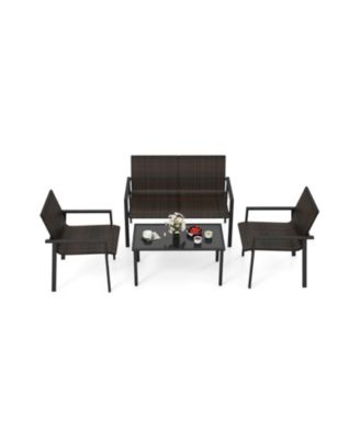 4 Pieces Patio Furniture Set with Heavy Duty Galvanized Metal Frame