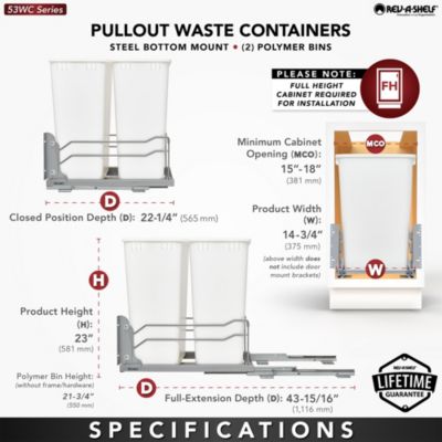 Double Pullout Trash 50 qt. with Soft-close, 53WC-2150SCDM-217
