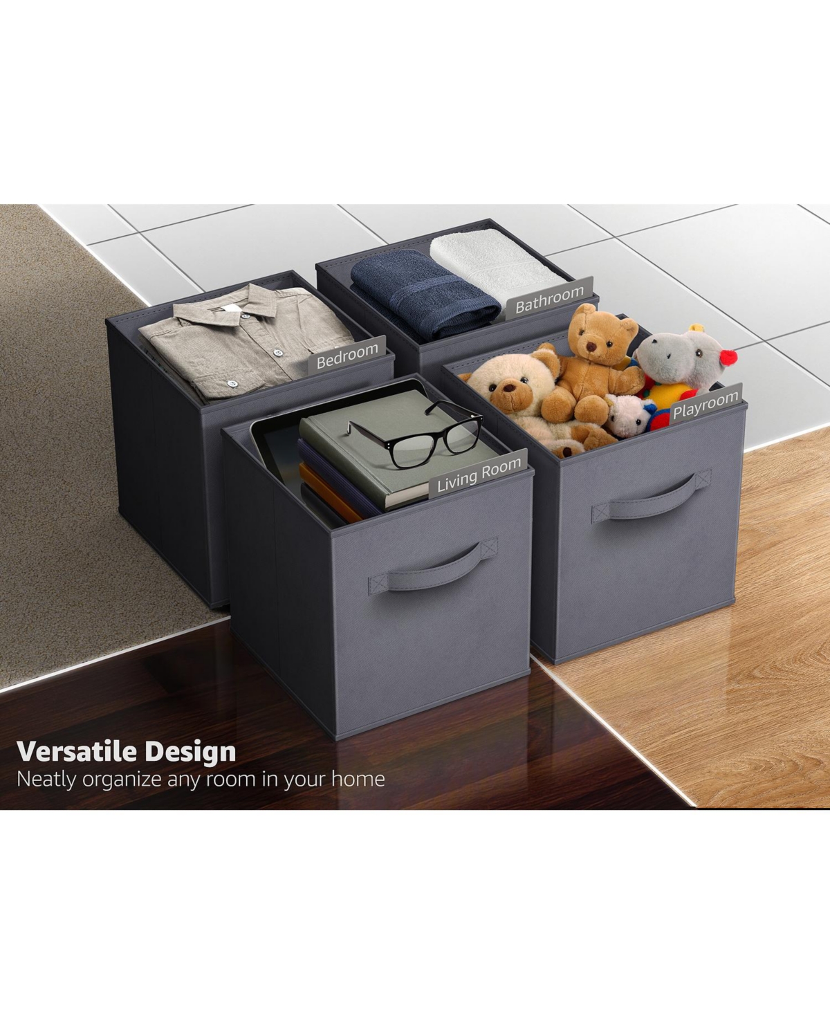 Sorbus 6 Pack 13 Inch Foldable Storage Cubes with Handles- for Organizing Home, Shelves, Nursery, Playroom