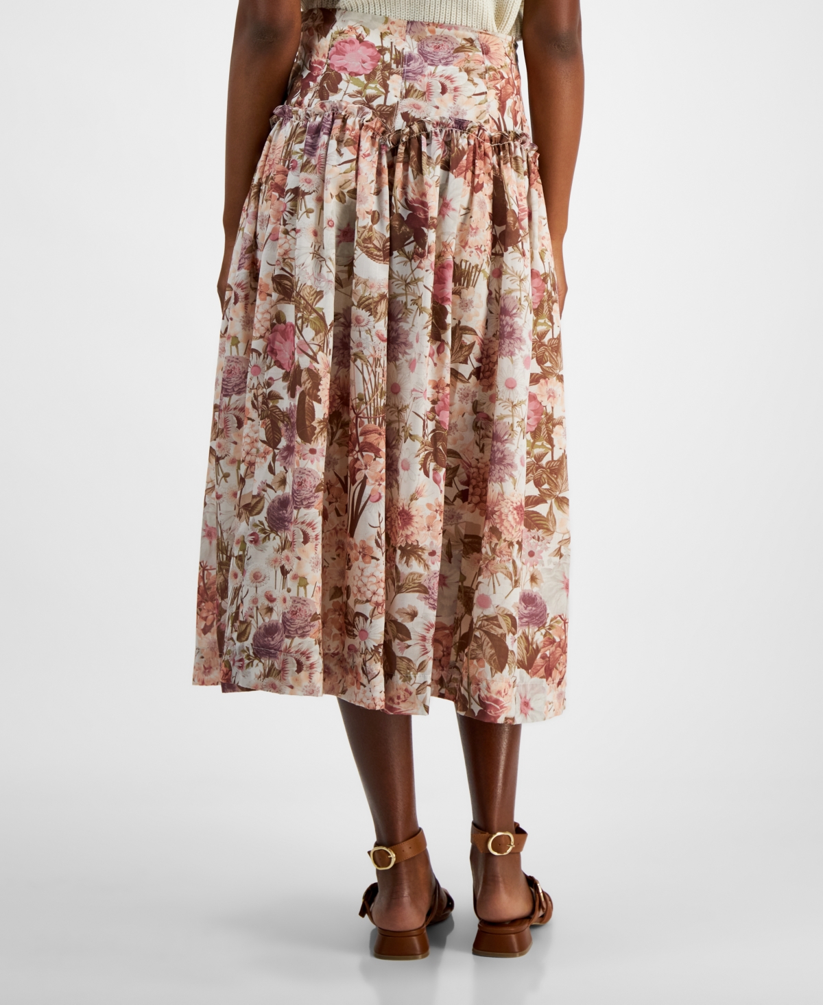 En Saison Women's Amoret Printed Side-Zip Midi Skirt