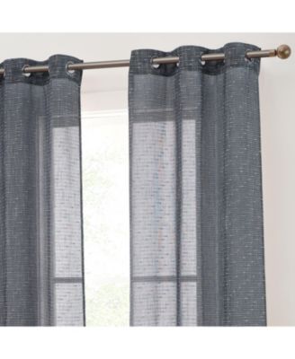 Emily Faux Linen Semi Sheer Light Filtering Transparent Grommet Lightweight Window Curtains Drapery Panels, 2 Panels