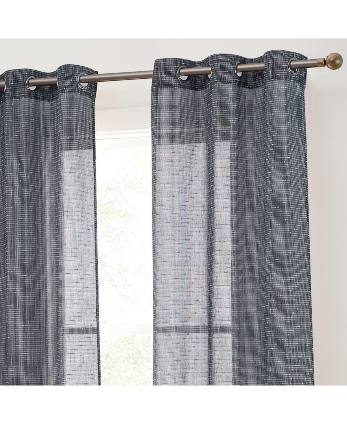 Hlc.me Emily Faux Linen Semi Sheer Light Filtering Transparent Grommet Lightweight Window Curtains Drapery Panels