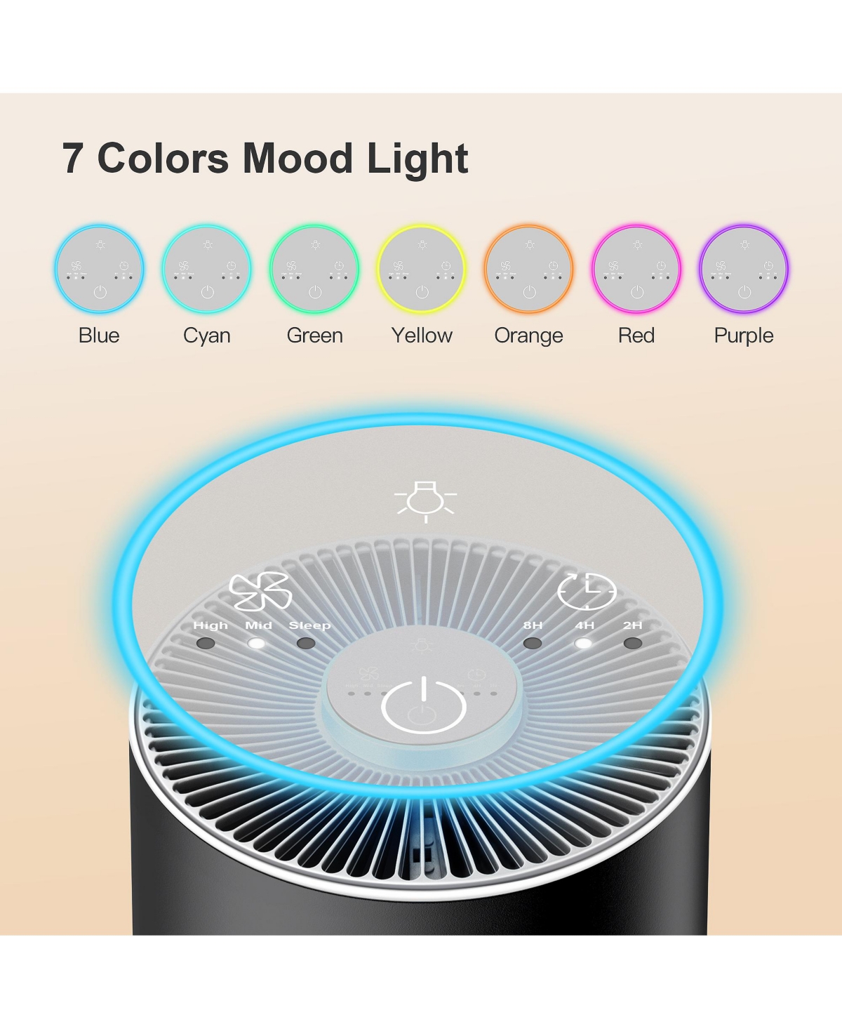 Morento Air Purifiers for Home Large Room, Air Purifiers for Bedroom up to 1076ft², 22dB Quiet Kalo Air Cleaner with 7 Color Night Light, Timer