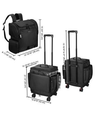 Soft Rolling Hair Stylist Train Case w/ Hair Tools Travel Bag Backpack