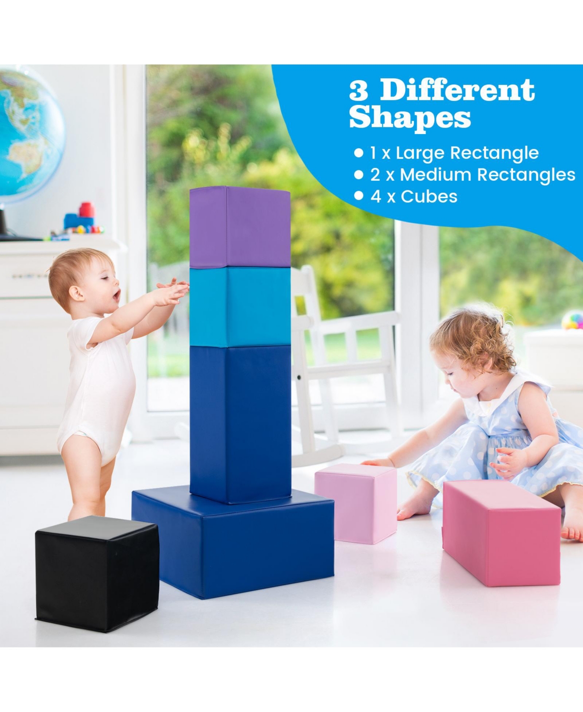 Slickblue Kids 7-Piece Foam Building Blocks Kids-Colorful