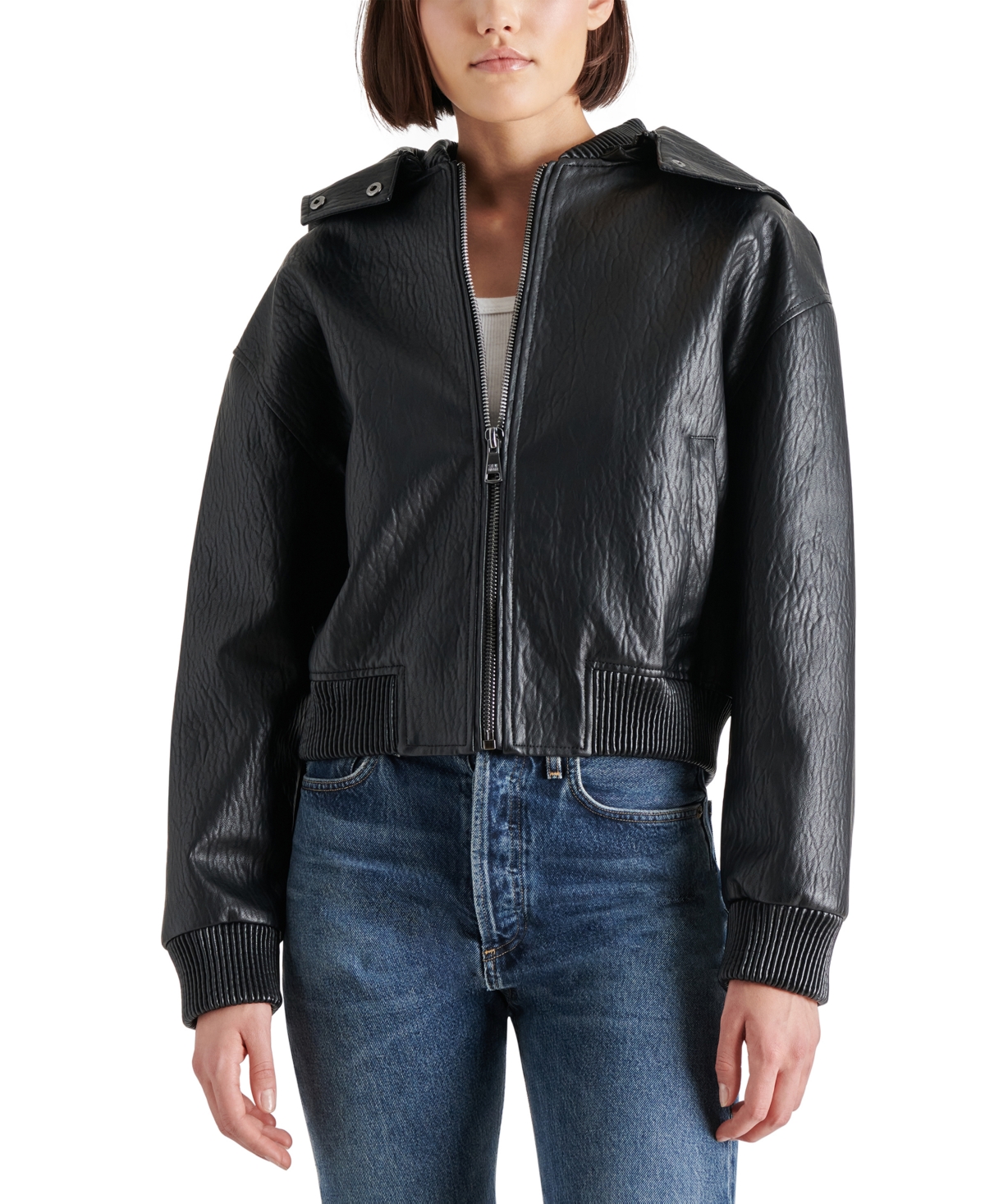Steve Madden Women's Zephyra Faux-Leather Bomber Jacket