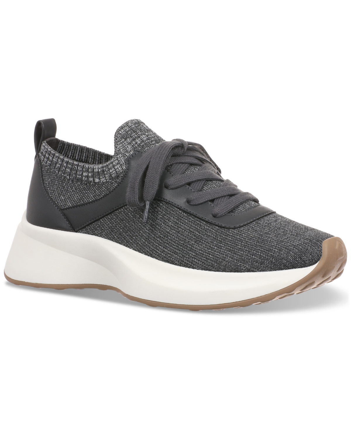 Shop Giani Bernini Women's Floraa Memory Foam Sporty Lace Up Sneakers, Created For Macy's In Charcoal Knit