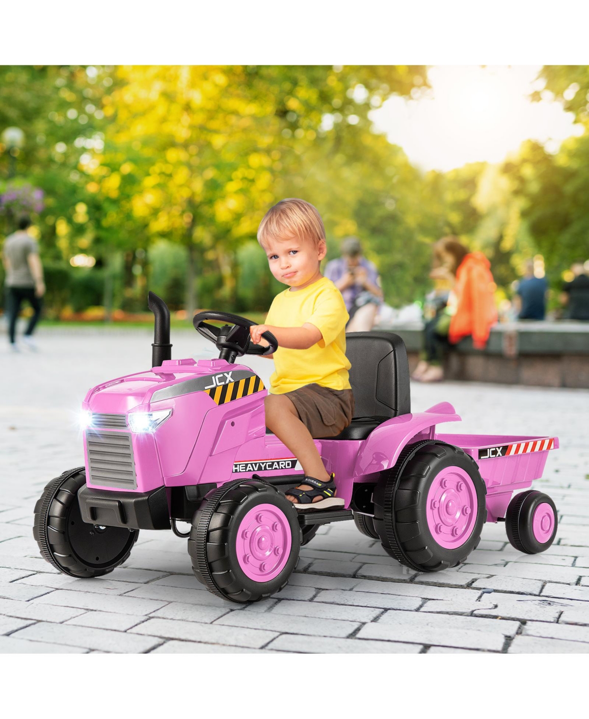 Slickblue 12V Kids Ride On Tractor with Trailer and Remote Control