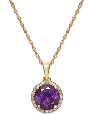 image of Amethyst (1-1/10 ct. t.w.) and Diamond Accent Pendant Necklace in 14k Gold