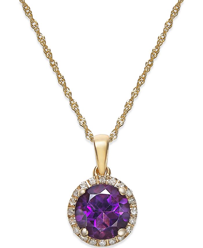 Macy's - Amethyst (1-1/10 ct. t.w.) and Diamond Accent Pendant Necklace in 14k Gold
