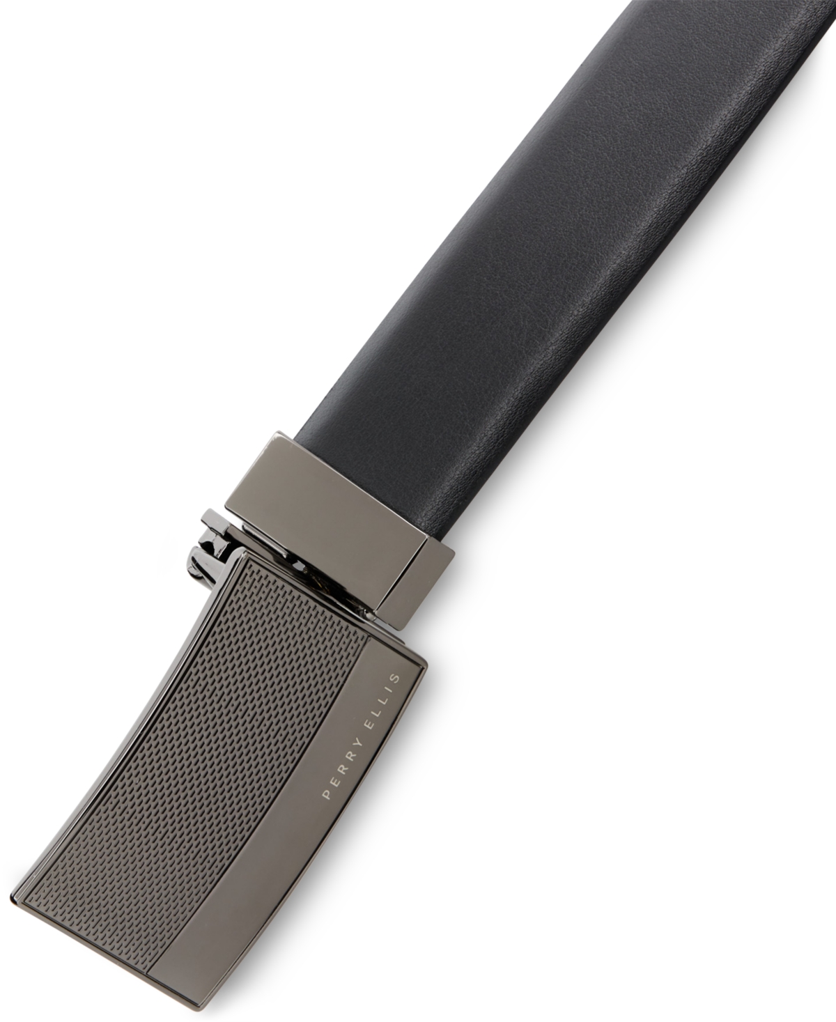Perry Ellis Portfolio Men's Beehive Reversible Plaque Buckle Belt - Blk20