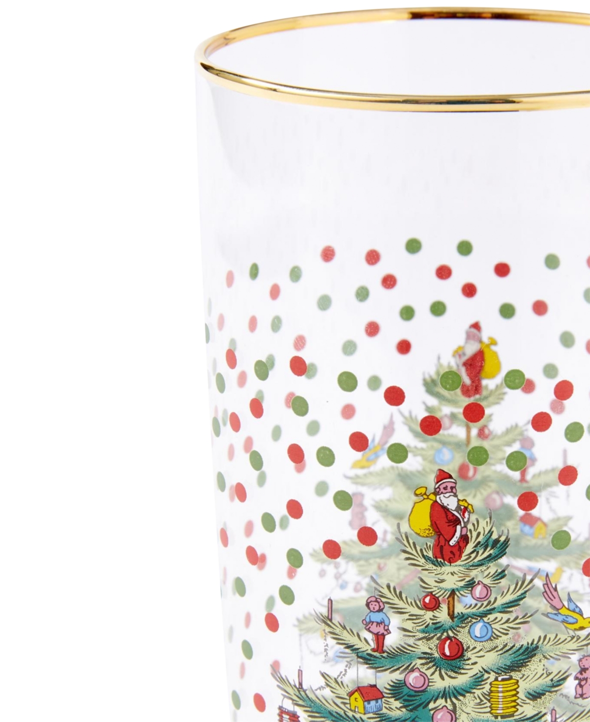 Spode Christmas Tree Polka Dot Highball Glass, Set Of 4 In Green