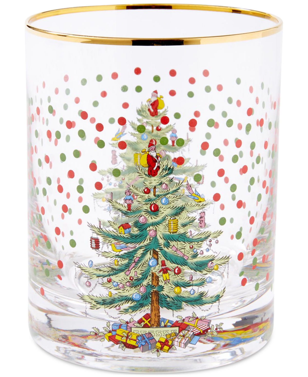 Spode Christmas Tree Polka Dot Double Old-fashioned Glasses, Set Of 4 In Green