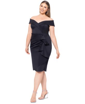 Plus Size Off-The-Shoulder Ruffled-Skirt Cocktail Dress