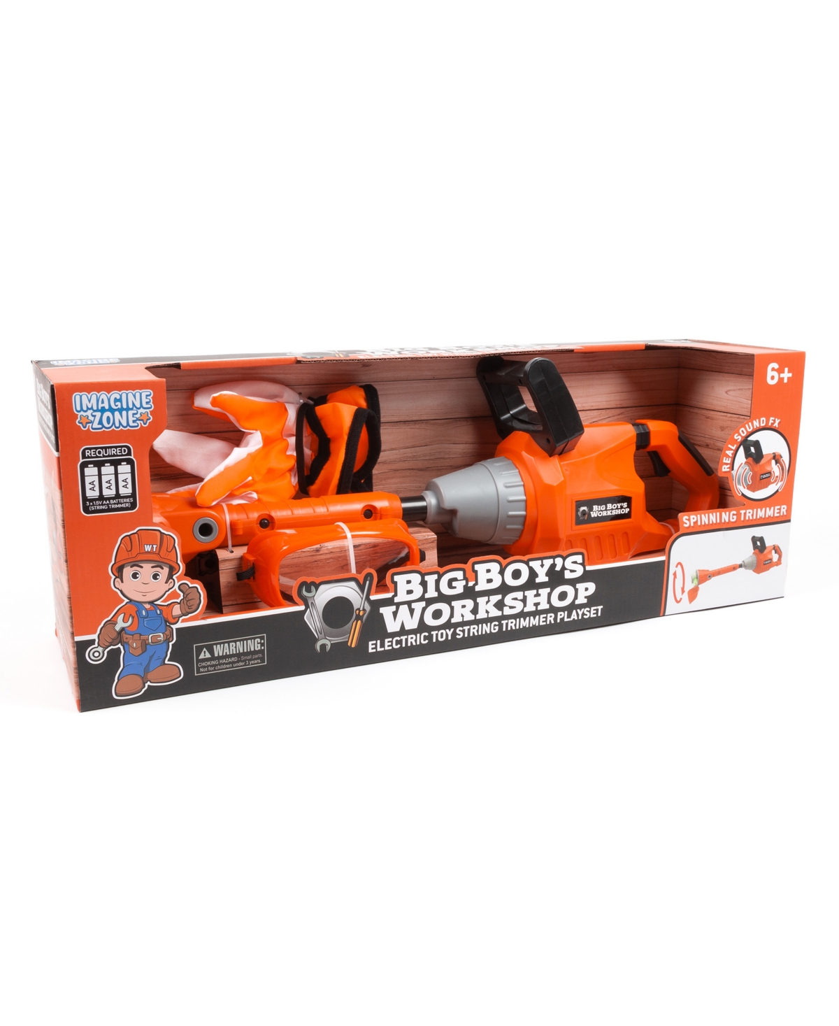 World Tech Toys Big Boy's Workshop Electric Toy String Trimmer Playset In Orange