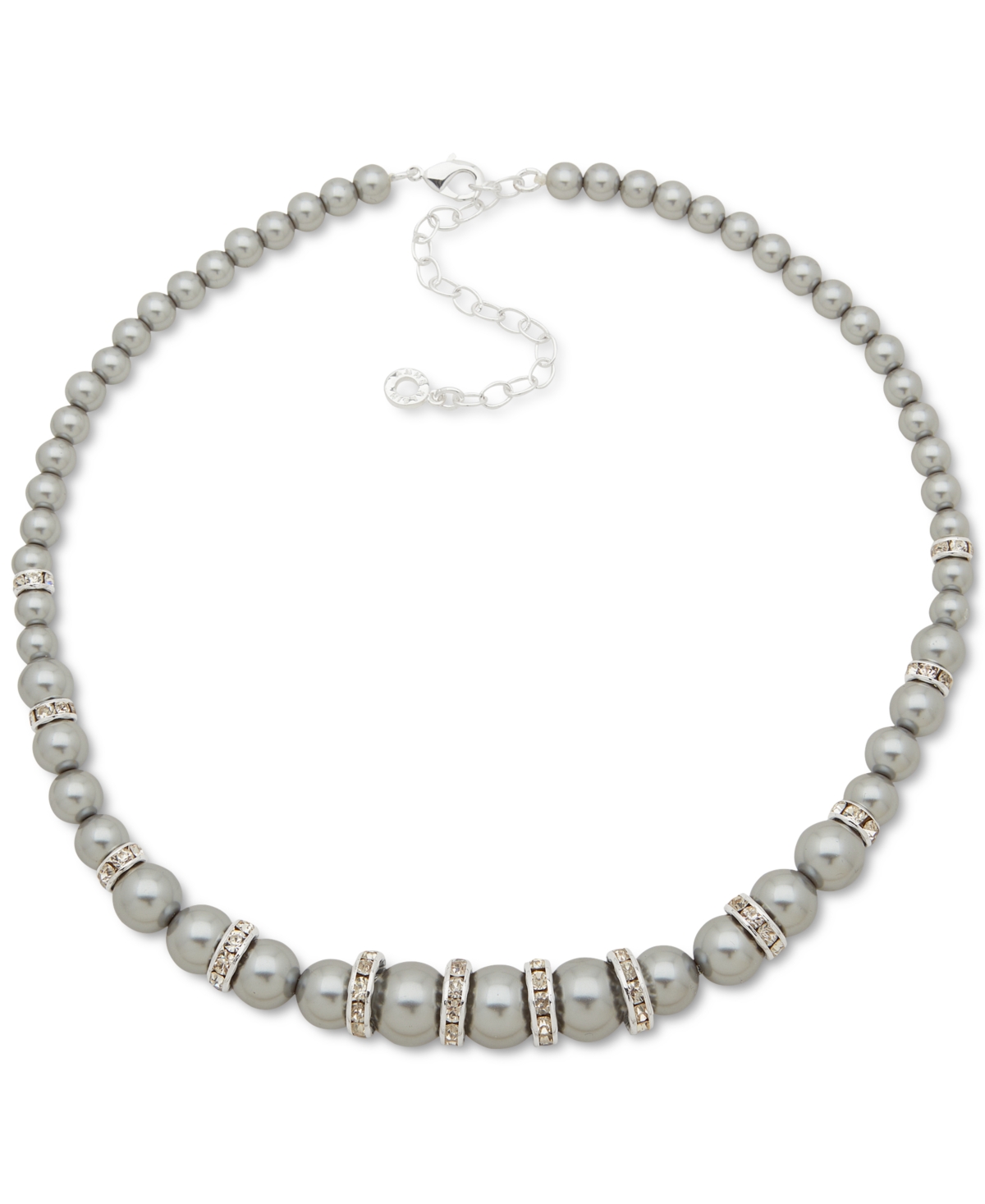 Anne Klein Pave Rondell Bead & Color Imitation Pearl Collar Necklace, 16