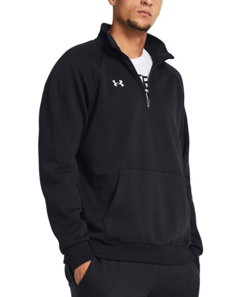 Мужской свитшот Under Armour Rival Fleece Quarter-Zip, цвет: Чёрный / Белый