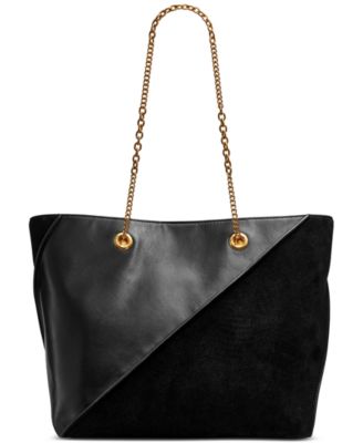 Setauket Leather & Suede Tote with Chain Strap