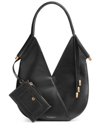 NWT Donna on sale Karan Women's Virginia Pebbled-leather Bucket Bag Black