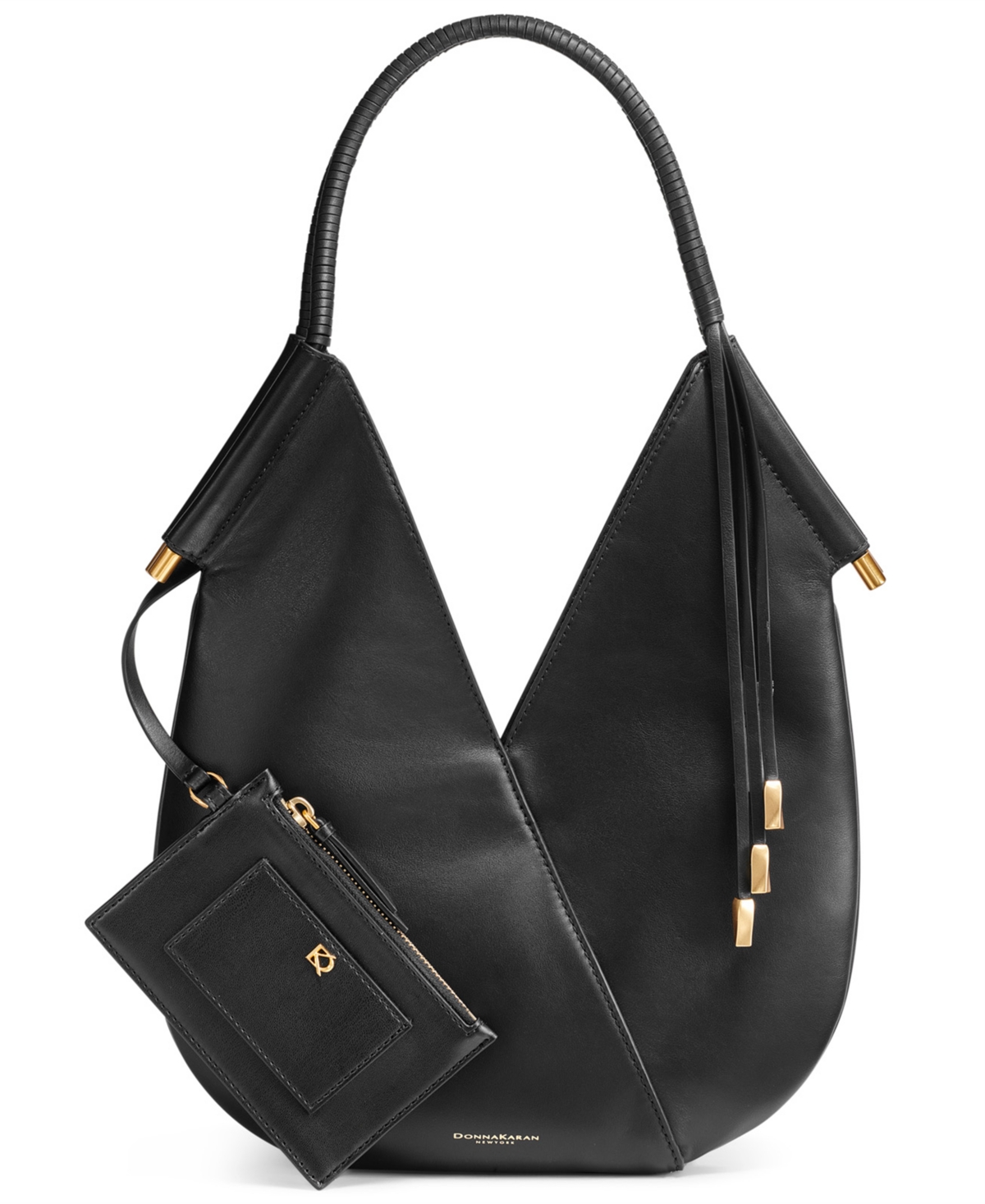 Baldwin Shoulder with Leather Wrapped Rounded Handle - Blk/gold
