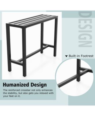48 Inch Outdoor Bar Table with Waterproof Top and Heavy-duty Metal Frame