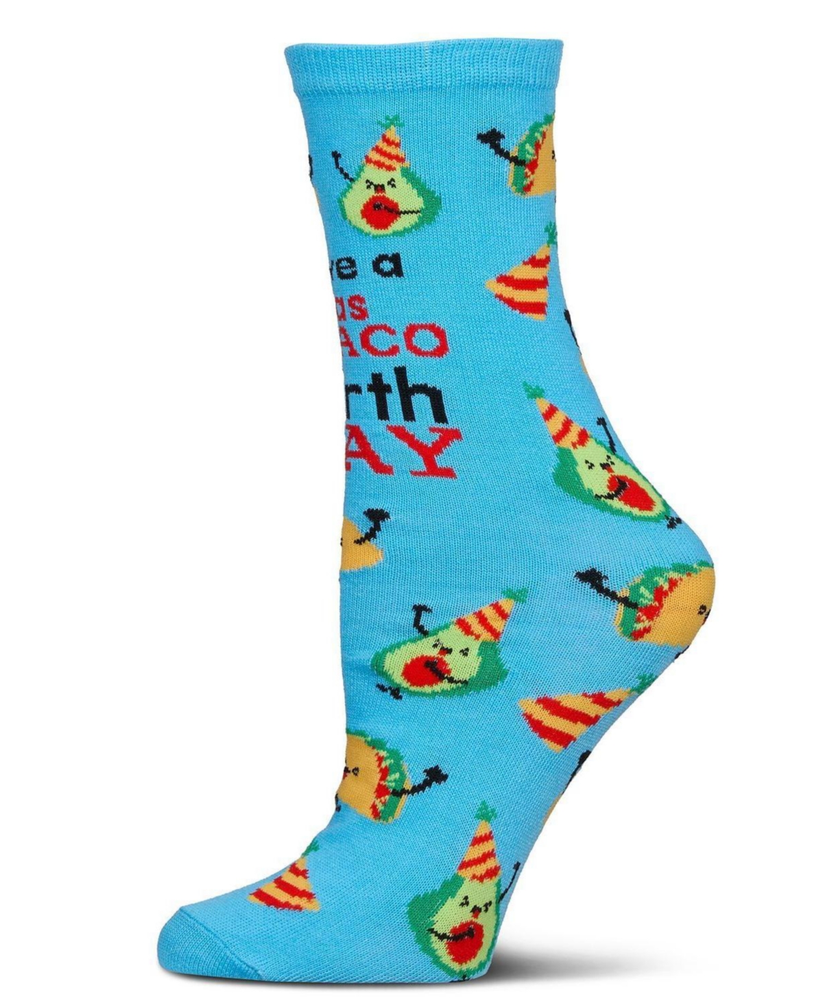 Have a FantasTACO Birthday Greeting Card Crew Socks - Blue grotto