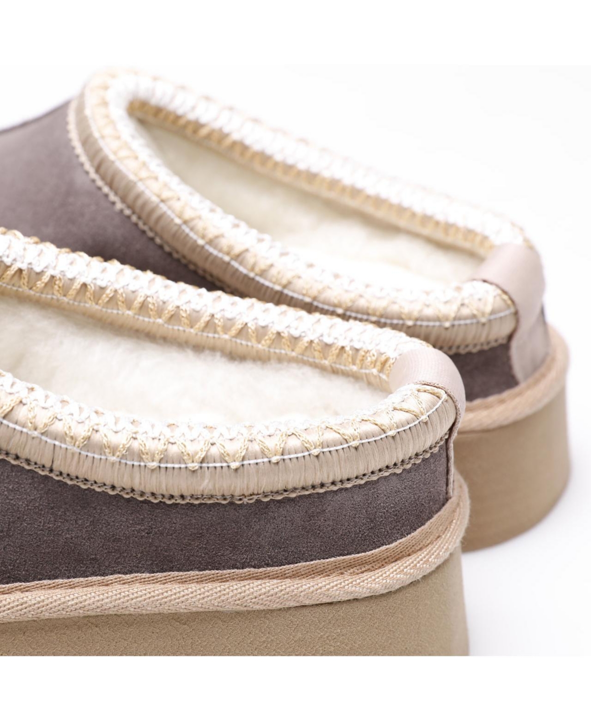 Furniq Uk Women's Mini Sheepskin Slippers,Suede - Grey
