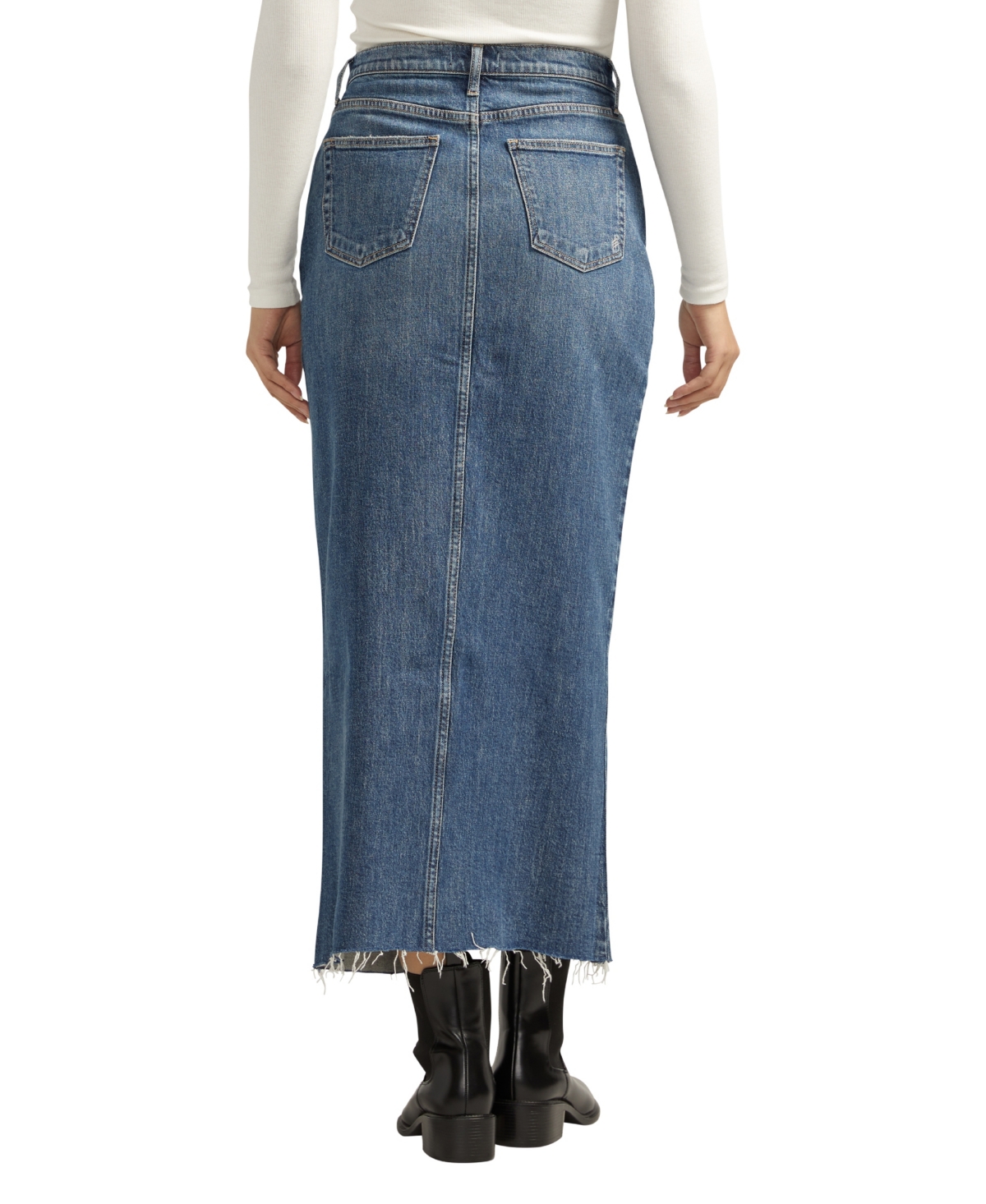 Silver Jeans Co. Front Slit Denim Midi Skirt In Indigo