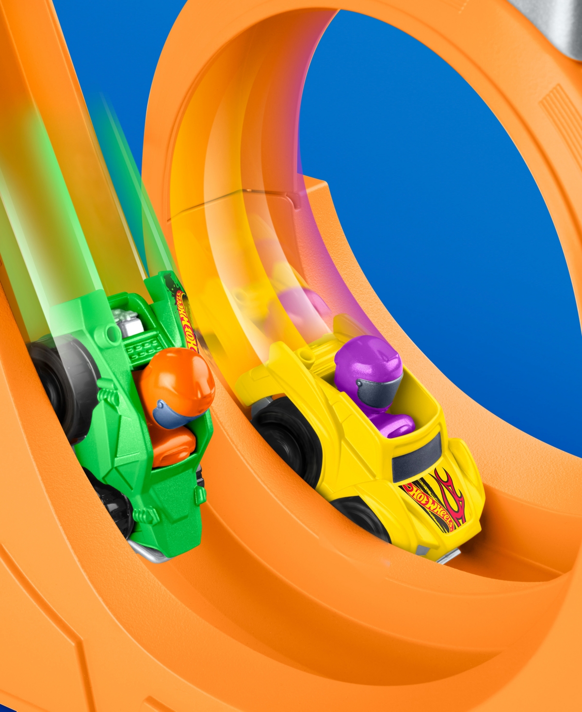 Little People Hot Wheels Spiral Stunt Speedway Playset With 2 Cars & Accessories In Multi-color