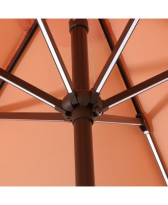 9ft 2-Tone Solar LED Patio Umbrella, 12 LEDs, Auto-Tilt, Crank, UV Protection