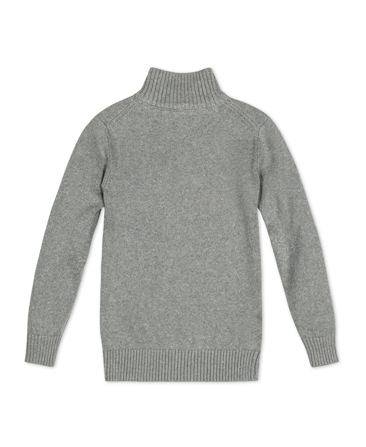 Hope & Henry Boys Organic Long Sleeve Half Zip Pullover Sweater - Dark gray heather with flecks
