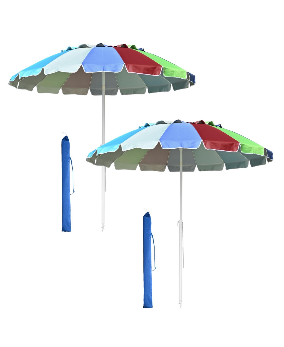 Yescom 8 Ft MetalBeach Patio Umbrella 16 Rib Tilt Market Table Sunshade 4 Pack - Rainbow