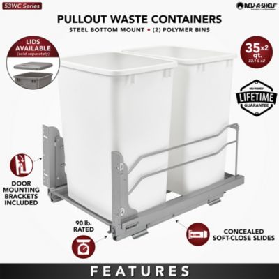 Double Pullout Trash Cans 35 qt. with Soft-close, 53WC-1835SCDM-217