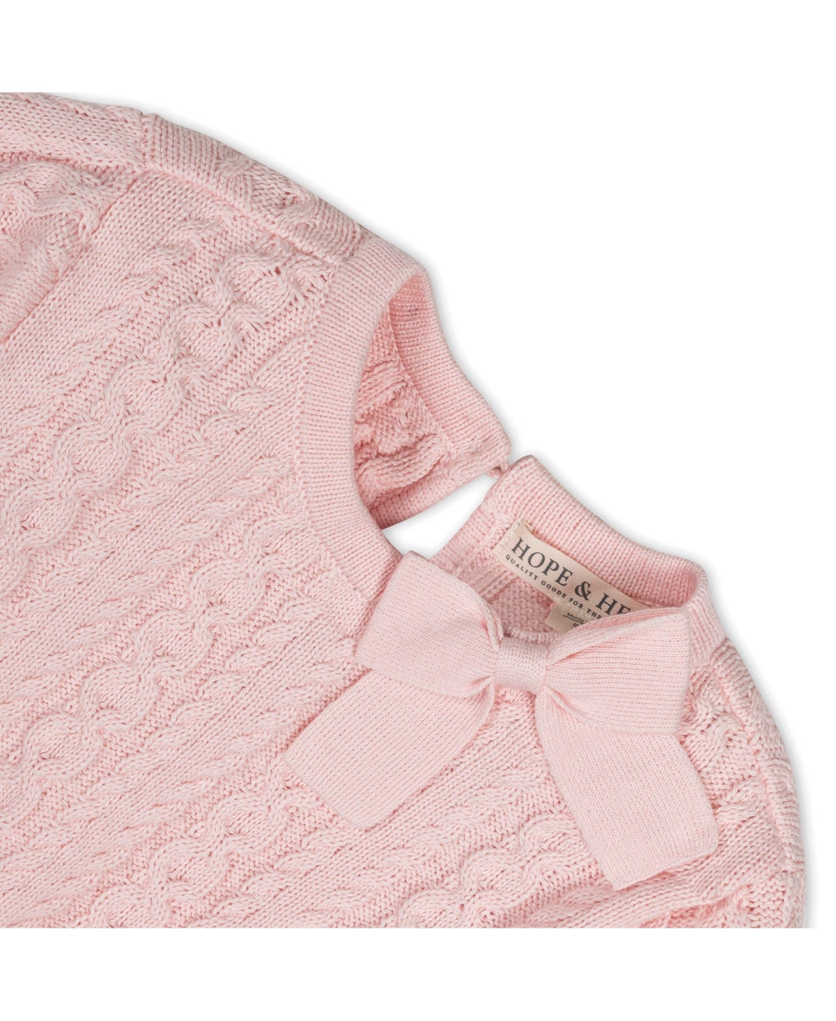 Hope & Henry Toddler Girls Organic Long Sleeve Bow Detail Cable Sweater Dress