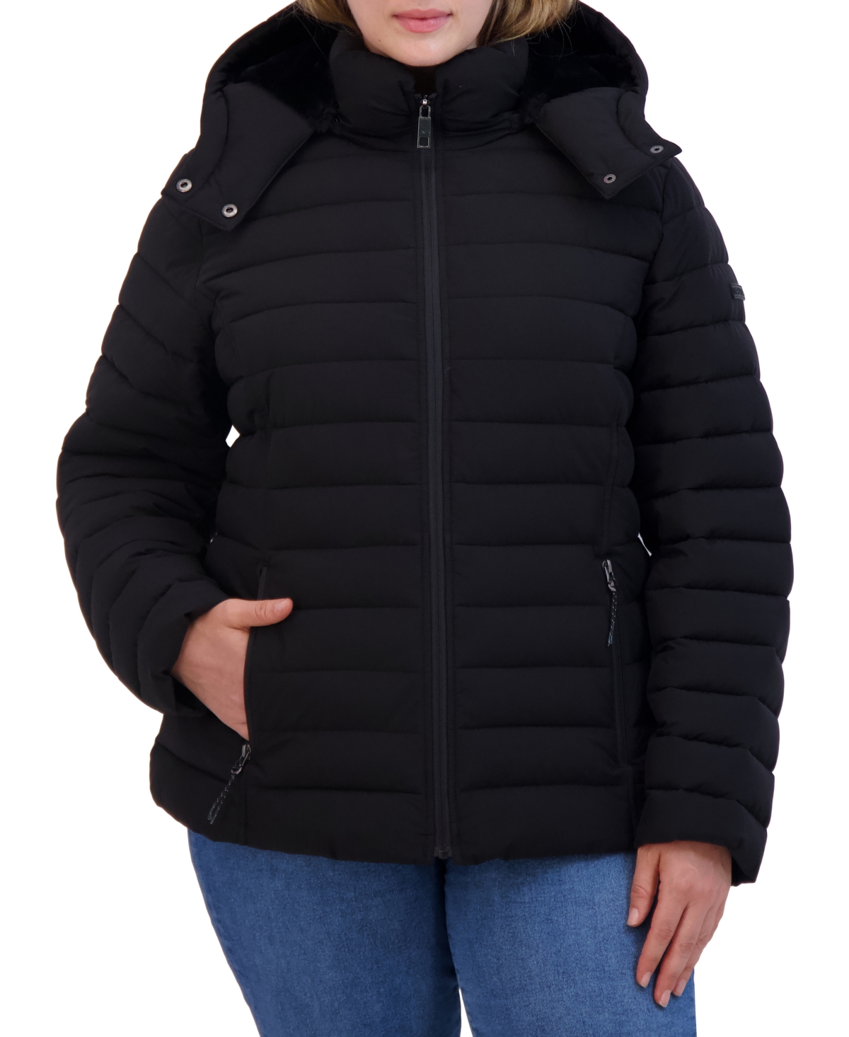 Nautica Plus Size Faux-Fur-Trim Hooded Packable Puffer Coat
