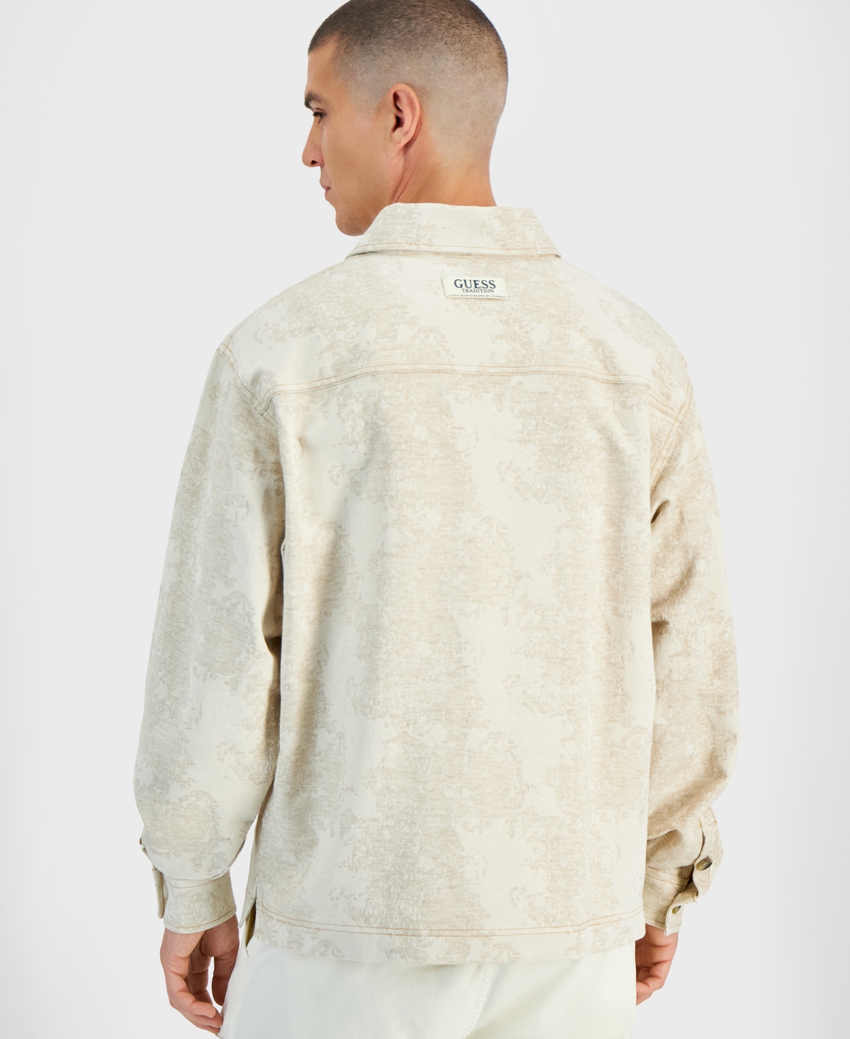 Guess Men's Boxy-Fit Damask Shirt Jacket