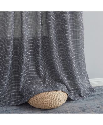 Emily Faux Linen Semi Sheer Transparent Rod Pocket Back Tab Lightweight Window Curtains Wide Panels, Pair