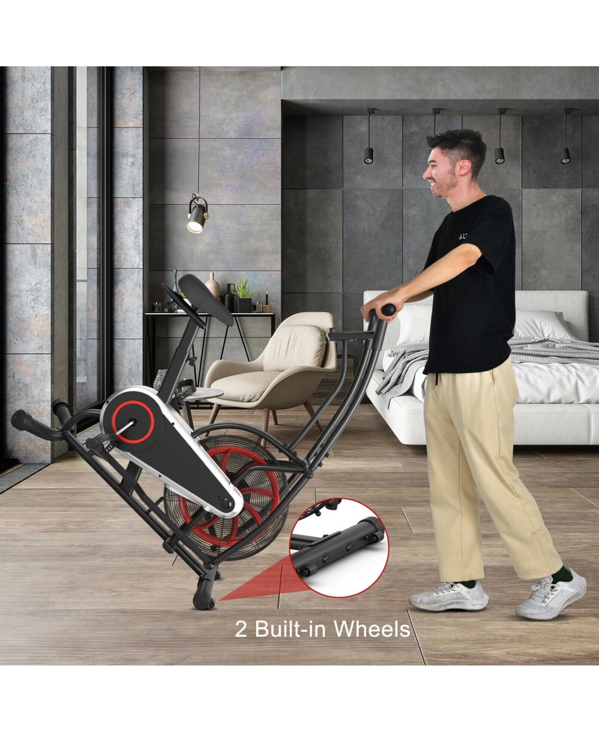 Vebreda Upright Air Bike with Unlimited Resistance