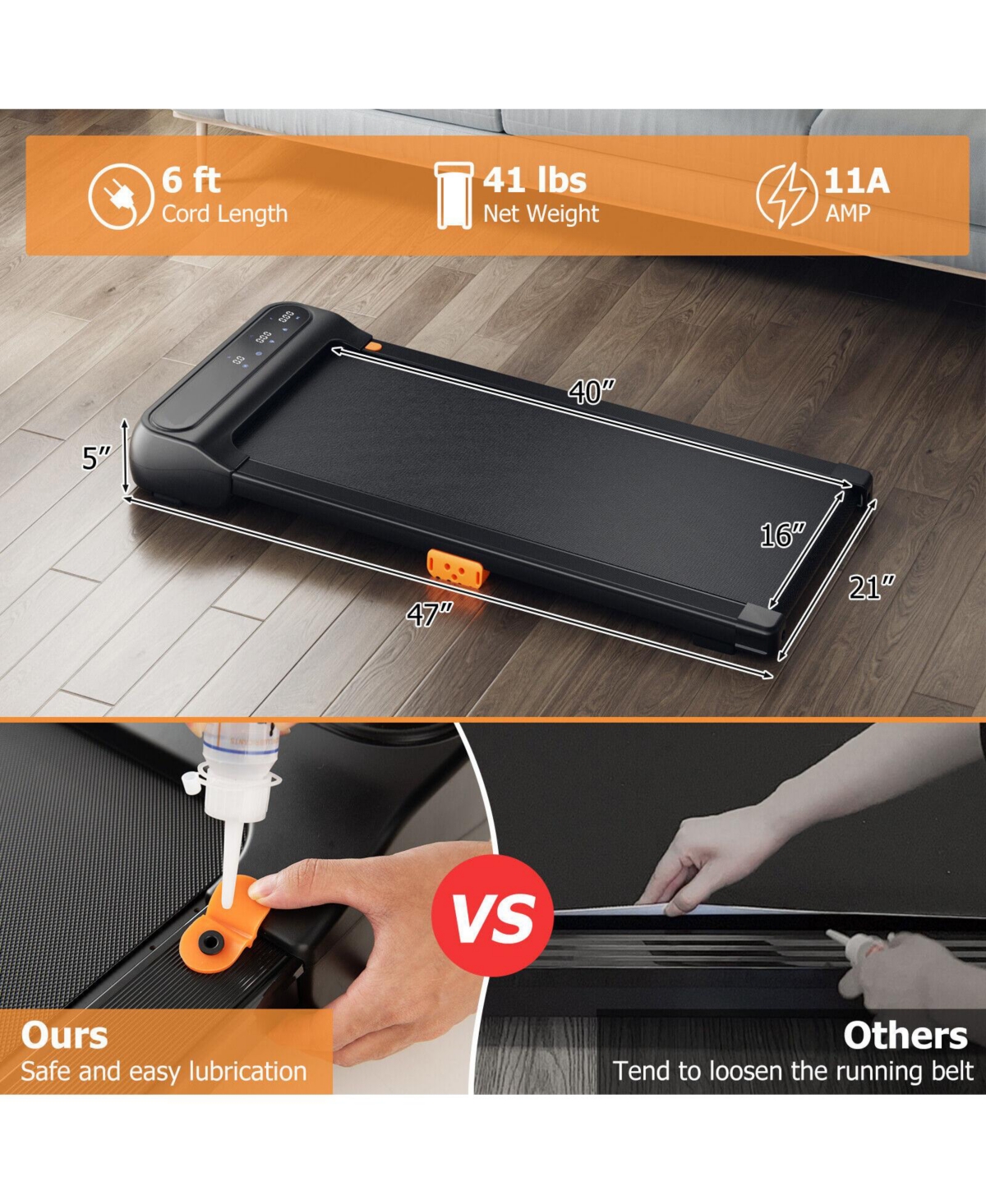 Vebreda Under Desk Walking Pad Treadmill for Home/Office with Watch-Like Remote Control
