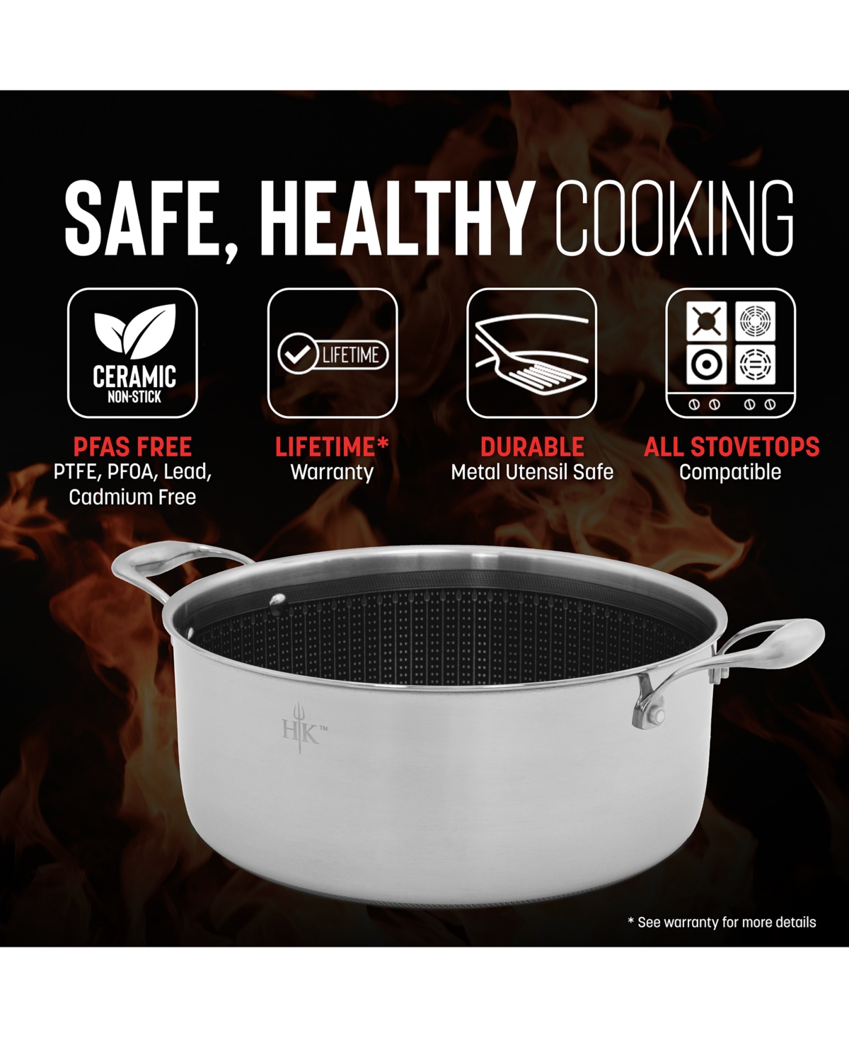Shop Hell's Kitchen Ceramic Hybrid 7.5-qt Stockpot & Lid In Silver