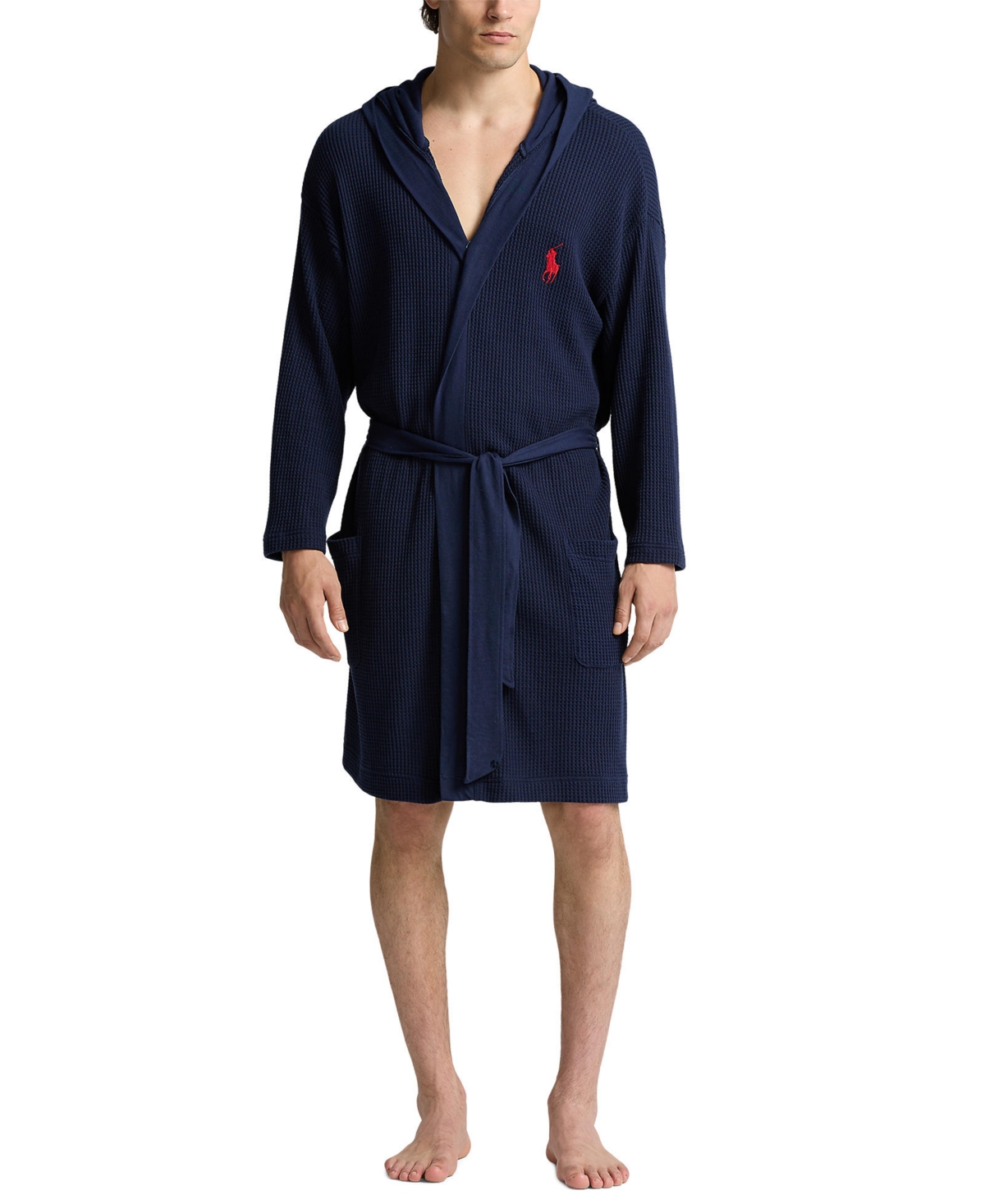 Polo Ralph Lauren Men s Thermal Hooded Robe In Cruise Navy rl2000 Red Polo Player ModeSens