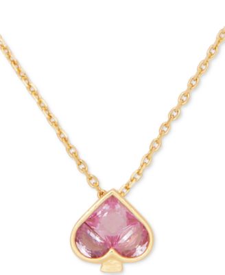 kate spade new york - Gold-Tone Cubic Zirconia Spade Mini Pendant Necklace, 16"+ 3" extender