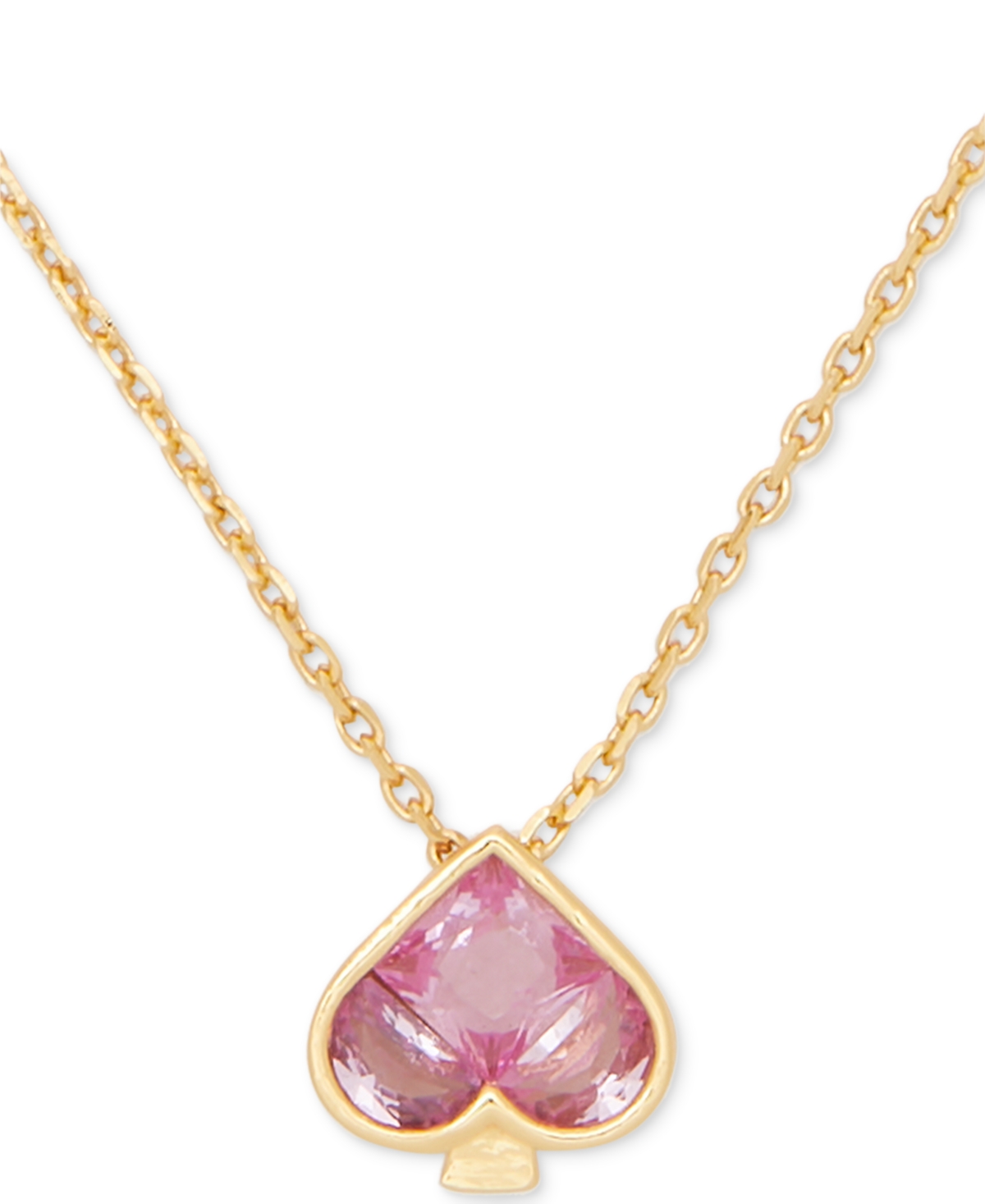 Kate Spade New York Gold-Tone Cubic Zirconia Spade Mini Pendant Necklace, 16
