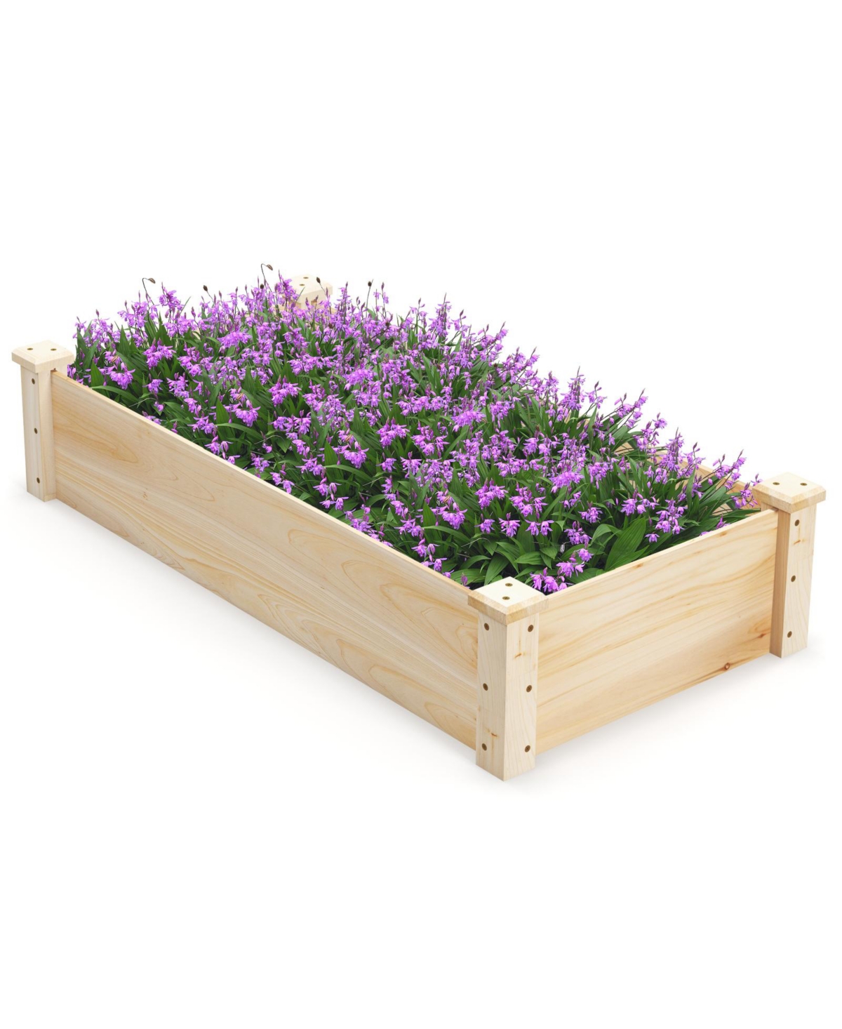 Raised Garden Bed Fir Wood Wooden Square Wood Planter Box for Garden - Natural