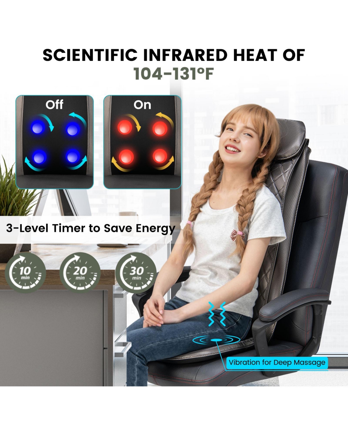 Vebreda Massage Chair Pad with Heat and Vibration