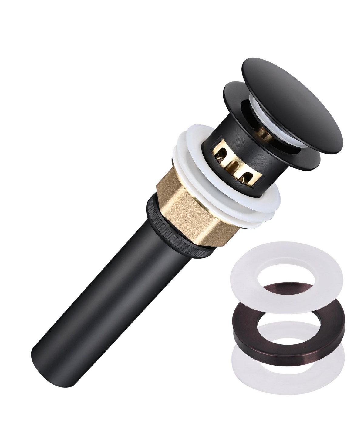 Pop Up Drain with Overflow Mounting Ring Kit for Countertop Sink - Natrual