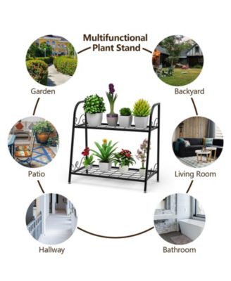 2-tier Patio Metal Plant Stand