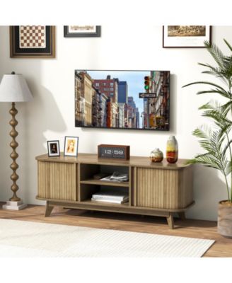 TV Stand for 55-Inch TV Media Console Table with Dual Sliding Doors