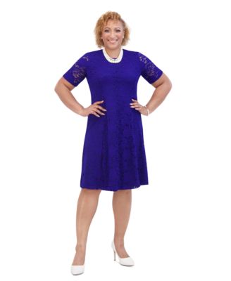 Kasper - Women's Lace Short-Sleeve Scoop-Neck Dress
