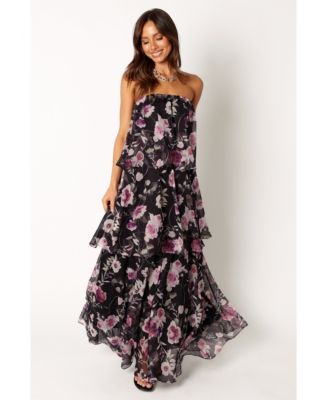 chinese dress ladies Sage Bloom Satin Strapless Maxi Dress - US 2